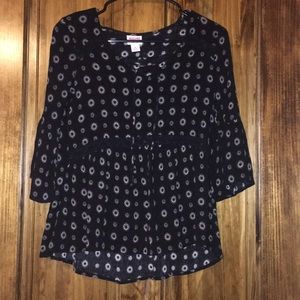 Cute, Black, Patterned, Blouse
